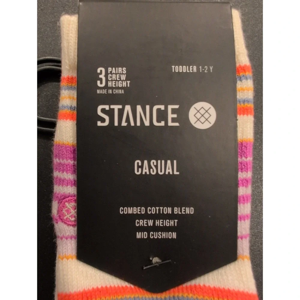 Stance Toddler Socks-Rockford Crew Casual 1-2 Years 3 Pair Pack